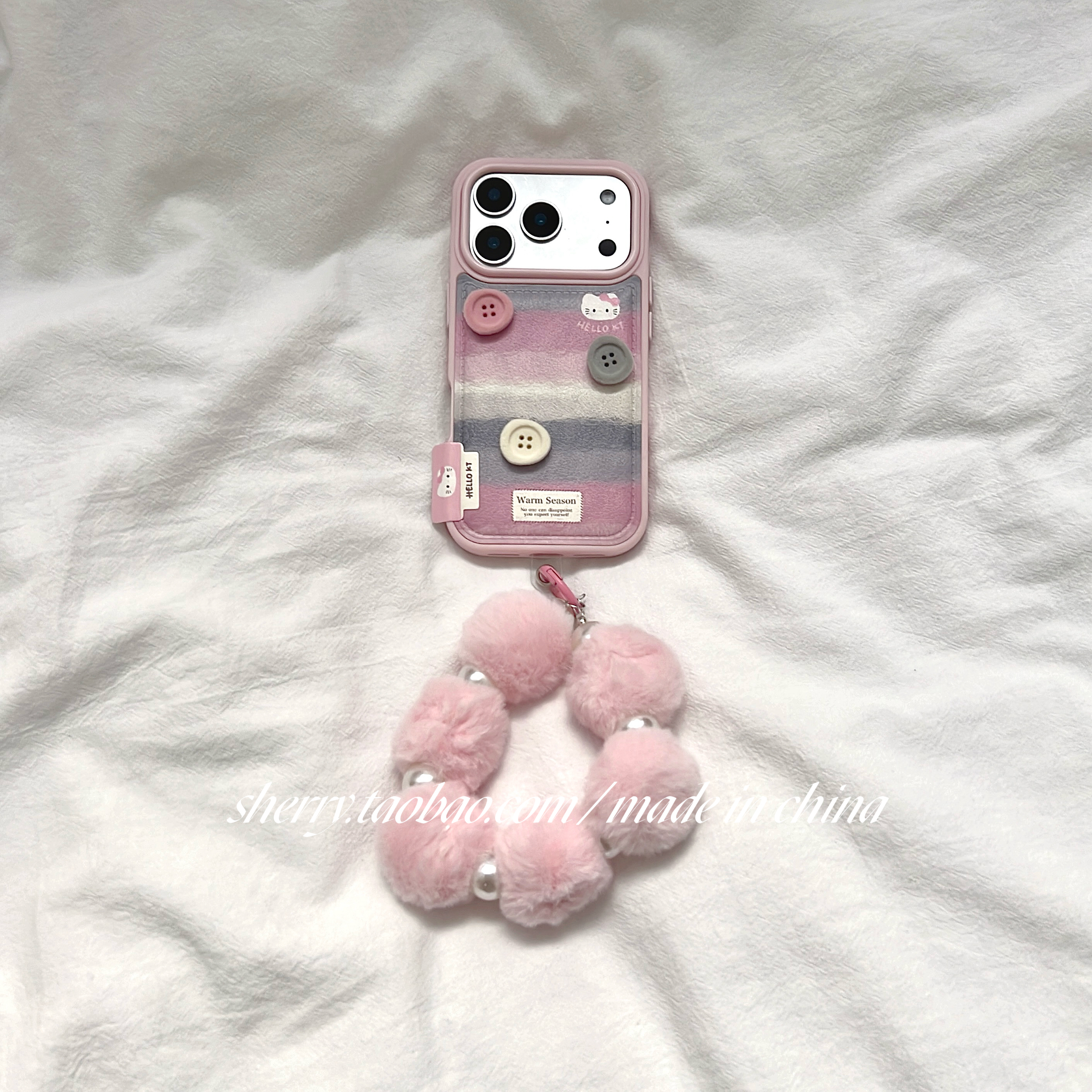 适用苹果17promax手机壳粉灰kt猫