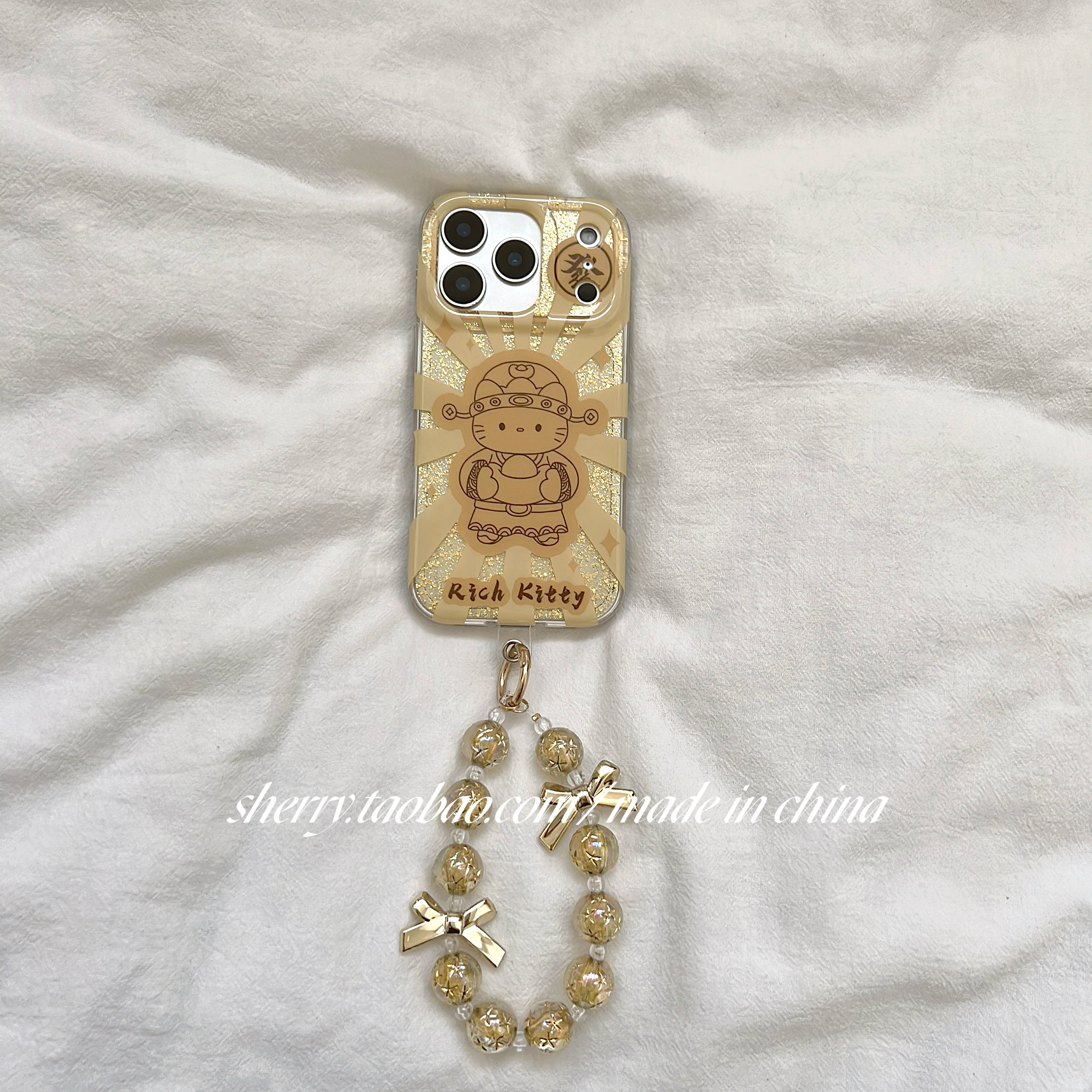 SHERRY*ins风新年金色闪粉元宝猫适用于苹果17ProMax手机壳iPhone16Pro小众少女心15简约14小清新卡通可爱,3C数码配件,手机保护套/壳,淘宝优惠券,粉丝福利购,淘宝优惠卷