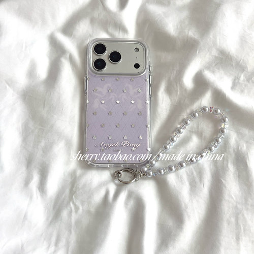 ins风紫色菱形星星iPhone手机壳