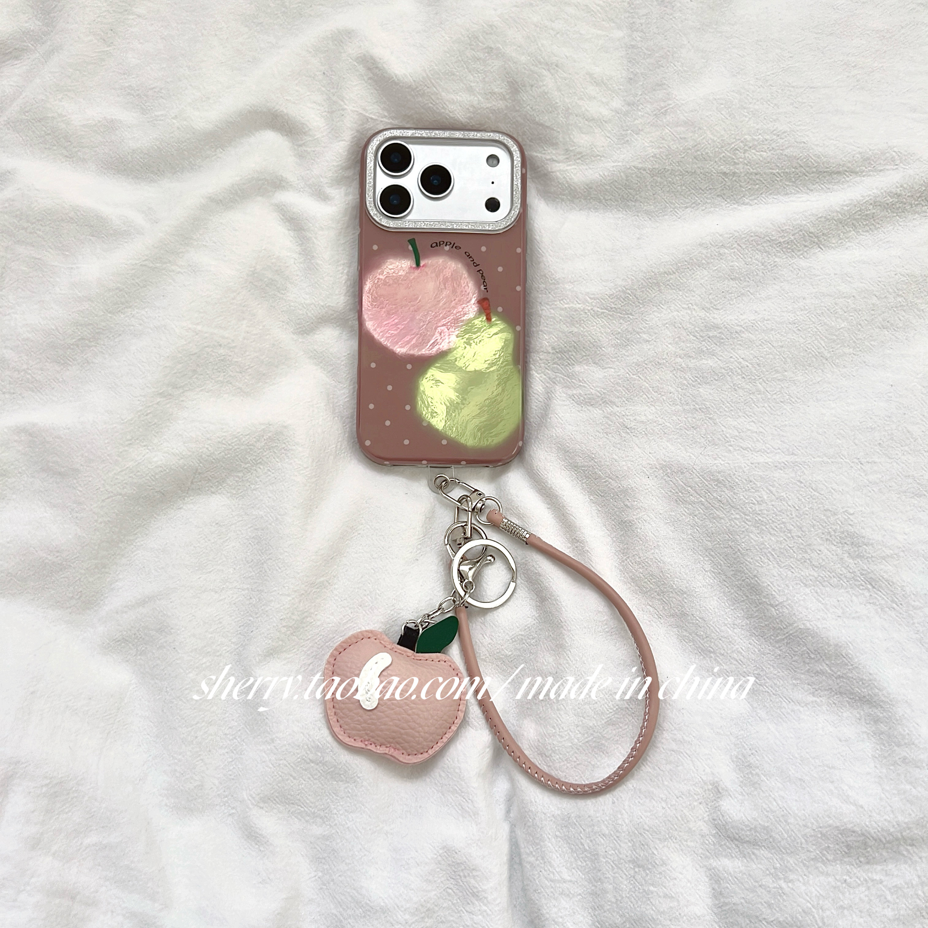 SHERRY*ins风棕底波点羽纱苹果梨子适用于苹果17ProMax手机壳iPhone16Pro小众少女心15简约14小清新卡通可爱,3C数码配件,手机保护套/壳,淘宝优惠券,粉丝福利购,淘宝优惠卷