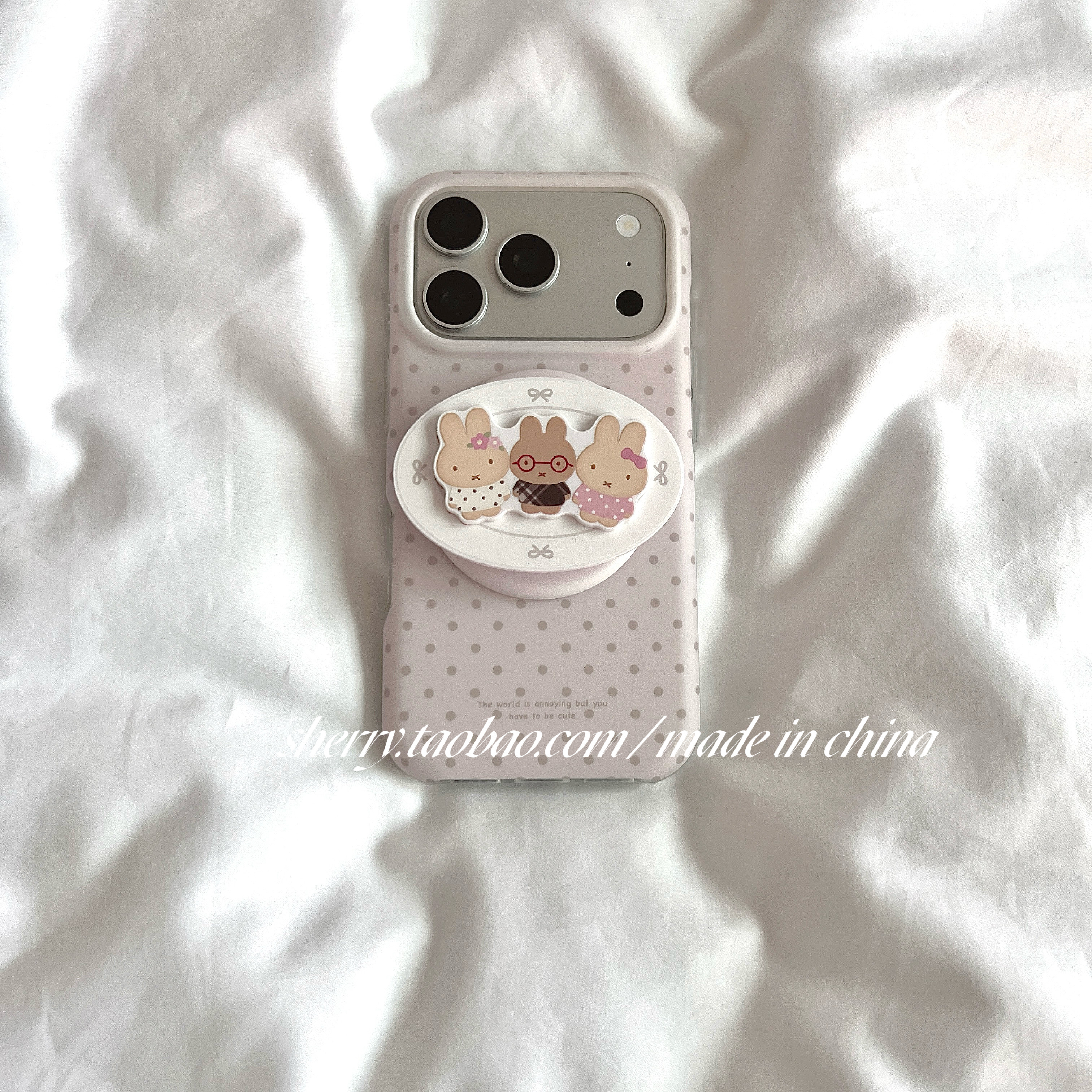 SHERRY*ins风粉色肤感波点磁吸兔子适用于苹果17ProM