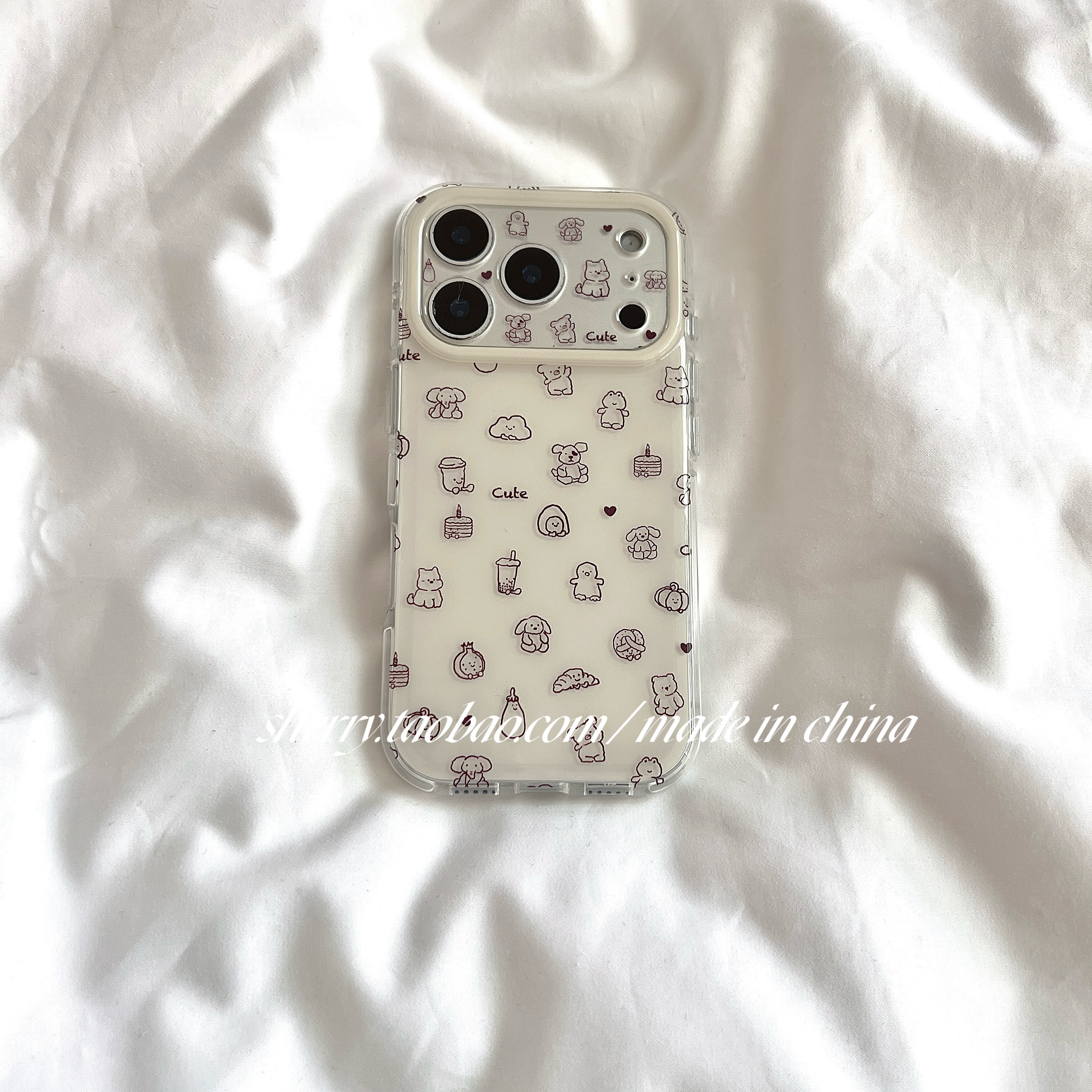 SHERRY*ins风简约线条蛋糕饮品小动物适用于苹果17ProMax手机壳iPhone16Pro小众少女心15小清新卡通可爱温柔,3C数码配件,手机保护套/壳,淘宝优惠券,粉丝福利购,淘宝优惠卷