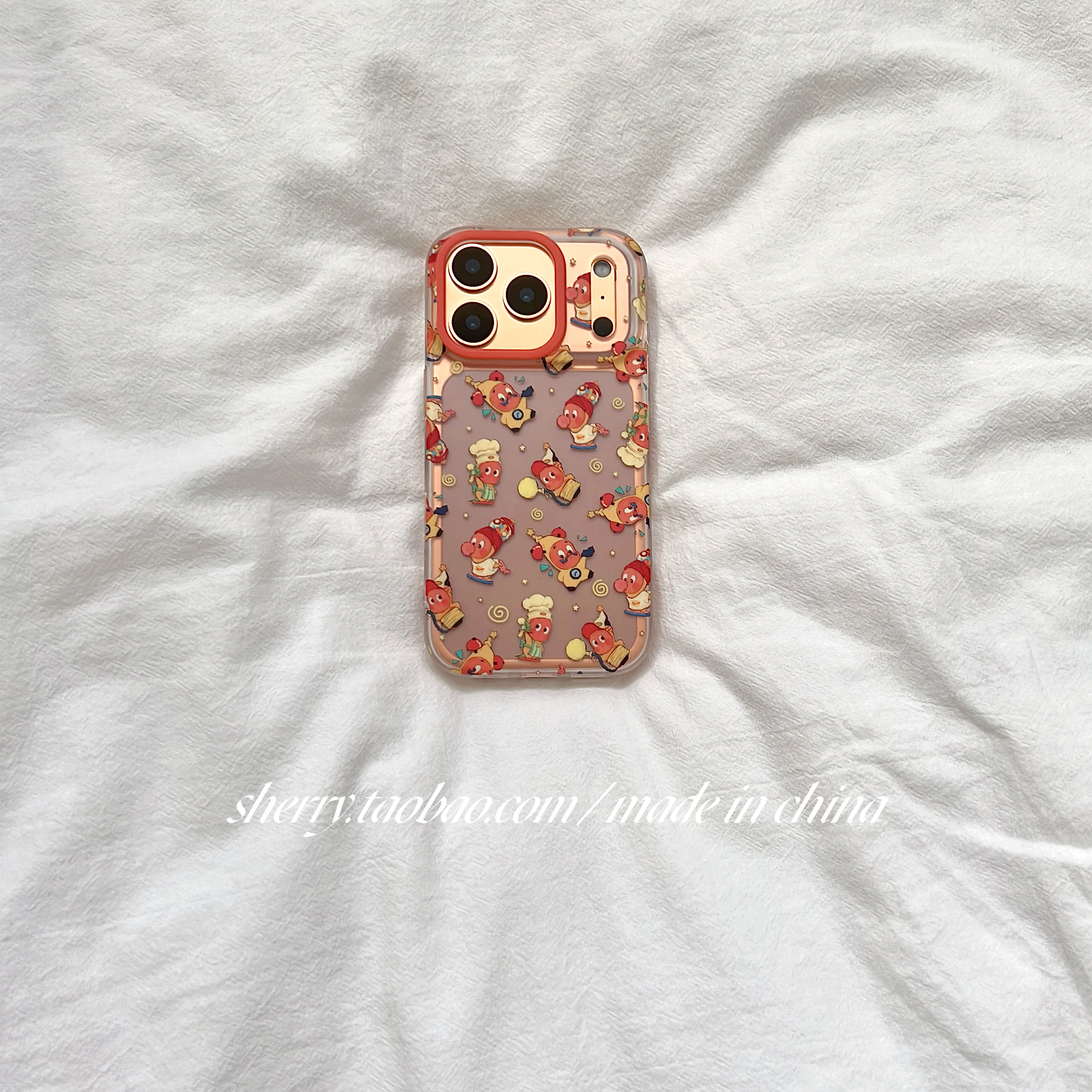 满屏橙色星星人手机壳可爱少女心