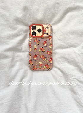 SHERRY*ins风半透肤感满屏橙色星星人适用于苹果17ProMax手机壳iPhone16Pro小众少女心15简约14清新卡通可爱