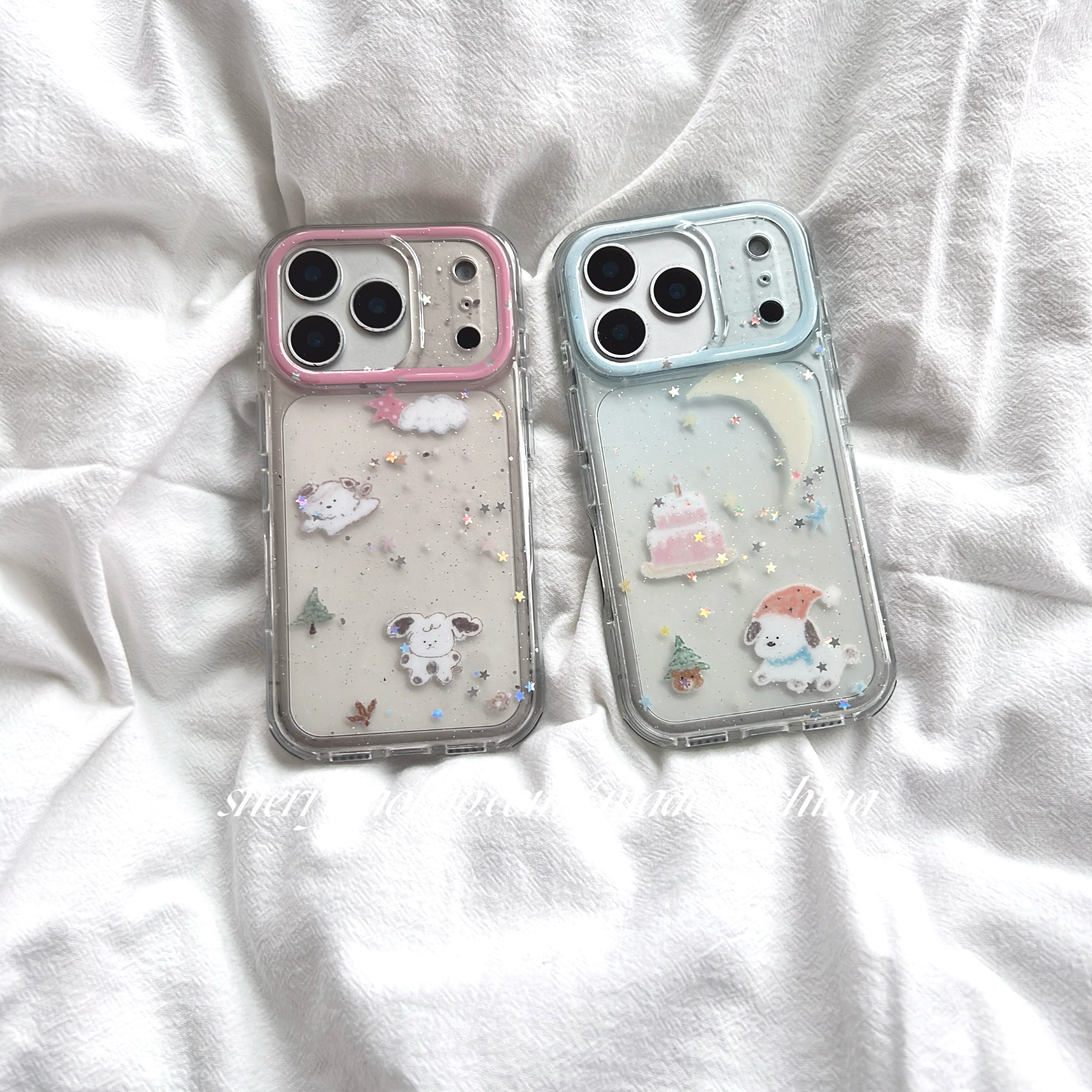 SHERRY*ins风清透粉蓝月亮云朵狗狗适用于苹果17ProMax手机壳iPhone16Pro小众少女心15简约14小清新卡通可爱,3C数码配件,手机保护套/壳,淘宝优惠券,粉丝福利购,淘宝优惠卷