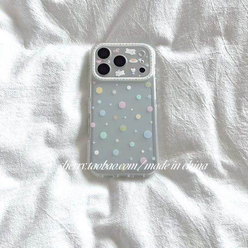 SHERRY*ins风磨砂透明彩色波点星星适用于苹果18ProMax手机壳iPhone17Pro小众少女心16简约小清新卡通可爱夏