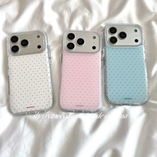 ins风纯色波点肤感磨砂适用于苹果17ProMax手机壳iPhone16Pro小众少女心15简约14小清新卡通可爱高级 SHERRY