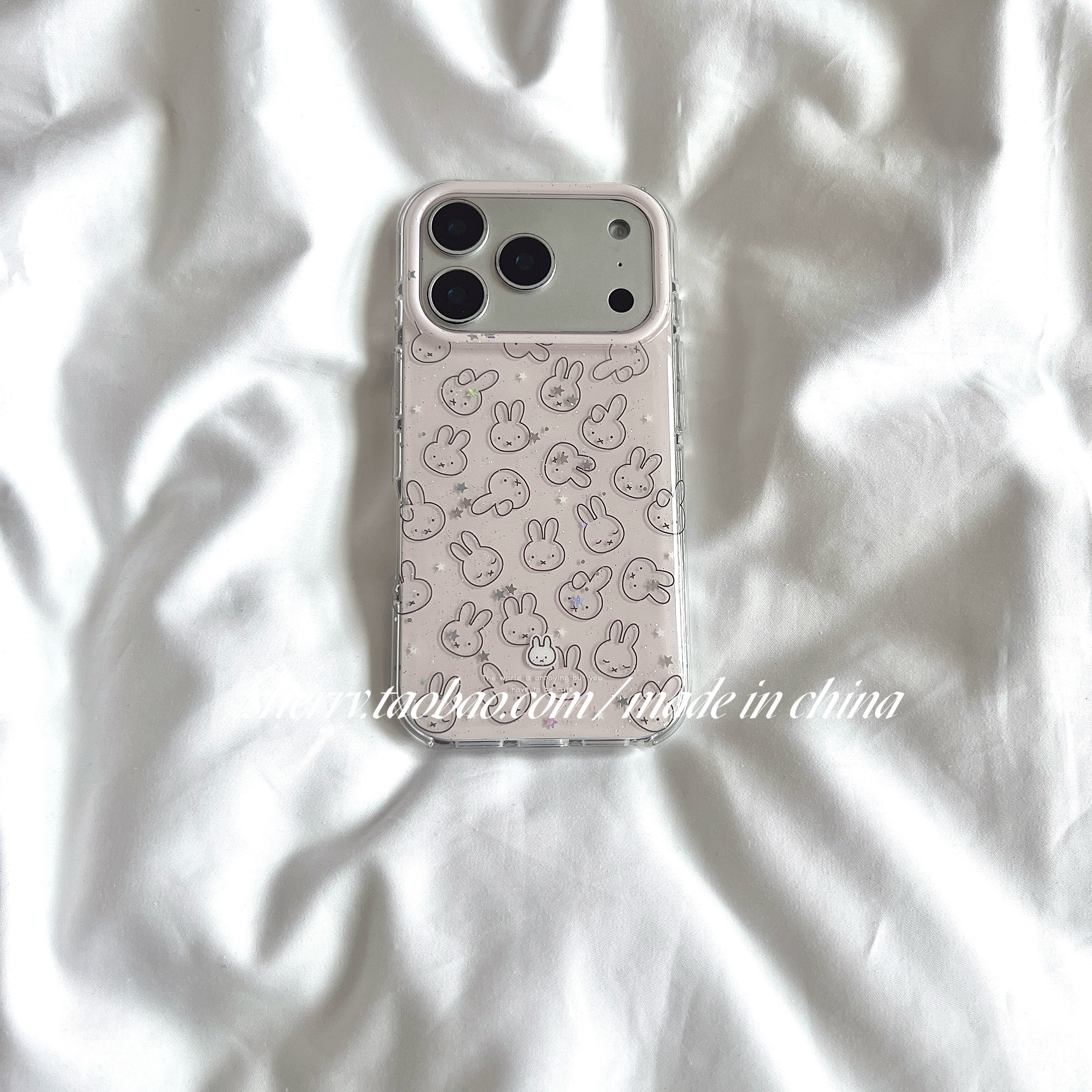 SHERRY*ins风粉色细闪星星满屏兔子适用于苹果17ProMax手机壳iPhone16Pro小众少女心15简约14小清新卡通可爱,3C数码配件,手机保护套/壳,淘宝优惠券,粉丝福利购,淘宝优惠卷
