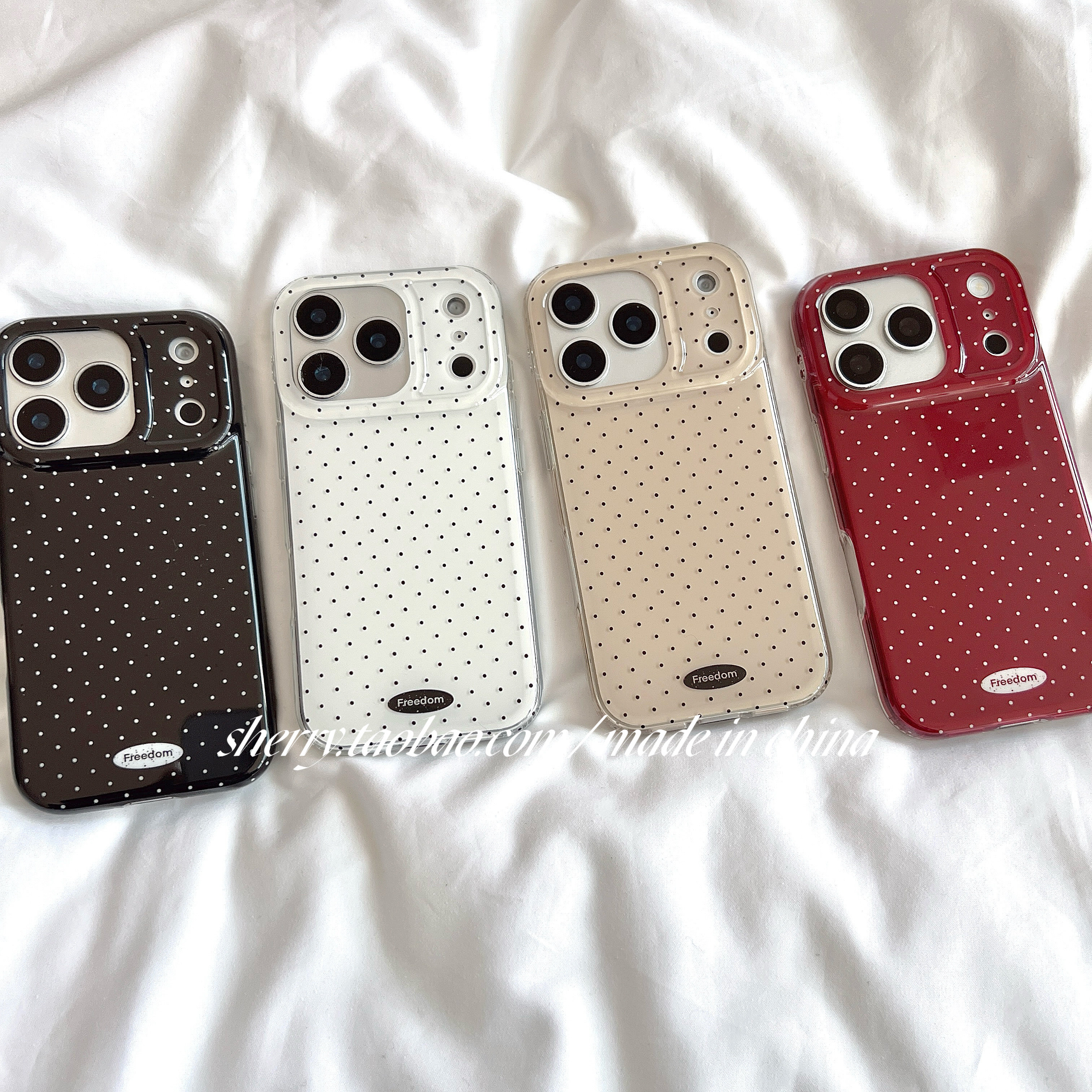 SHERRY*ins风纯色波点泼墨字母高级感撞色适用于苹果17ProMax手机壳iPhone16Pro小众少女心15简约14清新极简