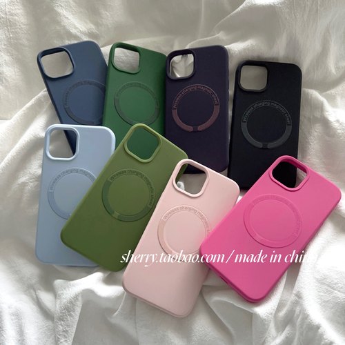 苹果16promax纯色简约磁吸手机壳