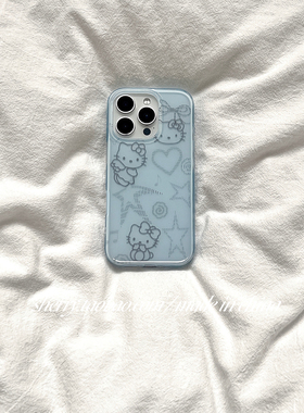 SHERRY*ins风可爱蓝色星星天使kt猫适用于苹果16ProMax手机壳iPhone15Pro小众少女心14简约13温柔小清新卡通