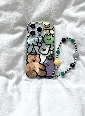 SHERRY*ins趣味可爱彩色茄子青蛙大象小熊适用于苹果17ProMax手机壳iPhone16Pro小众15少女心14简约13卡通夏