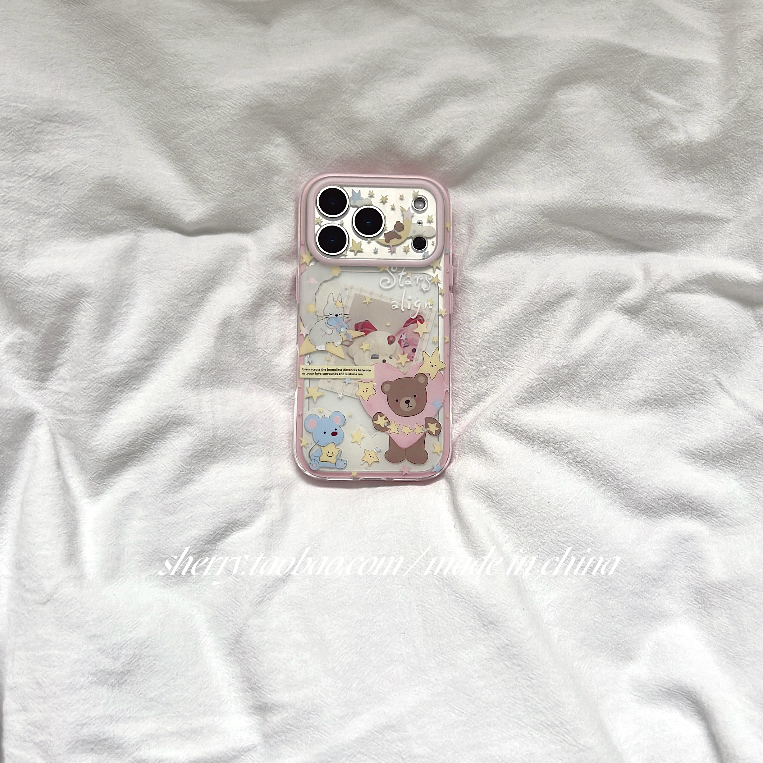 苹果17promax手机壳半透星星小熊