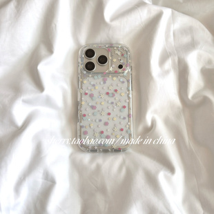 SHERRY ins风温柔甜美透明彩色小花适用于苹果17ProMax手机壳iPhone16Pro小众少女心15简约14小清新卡通可爱