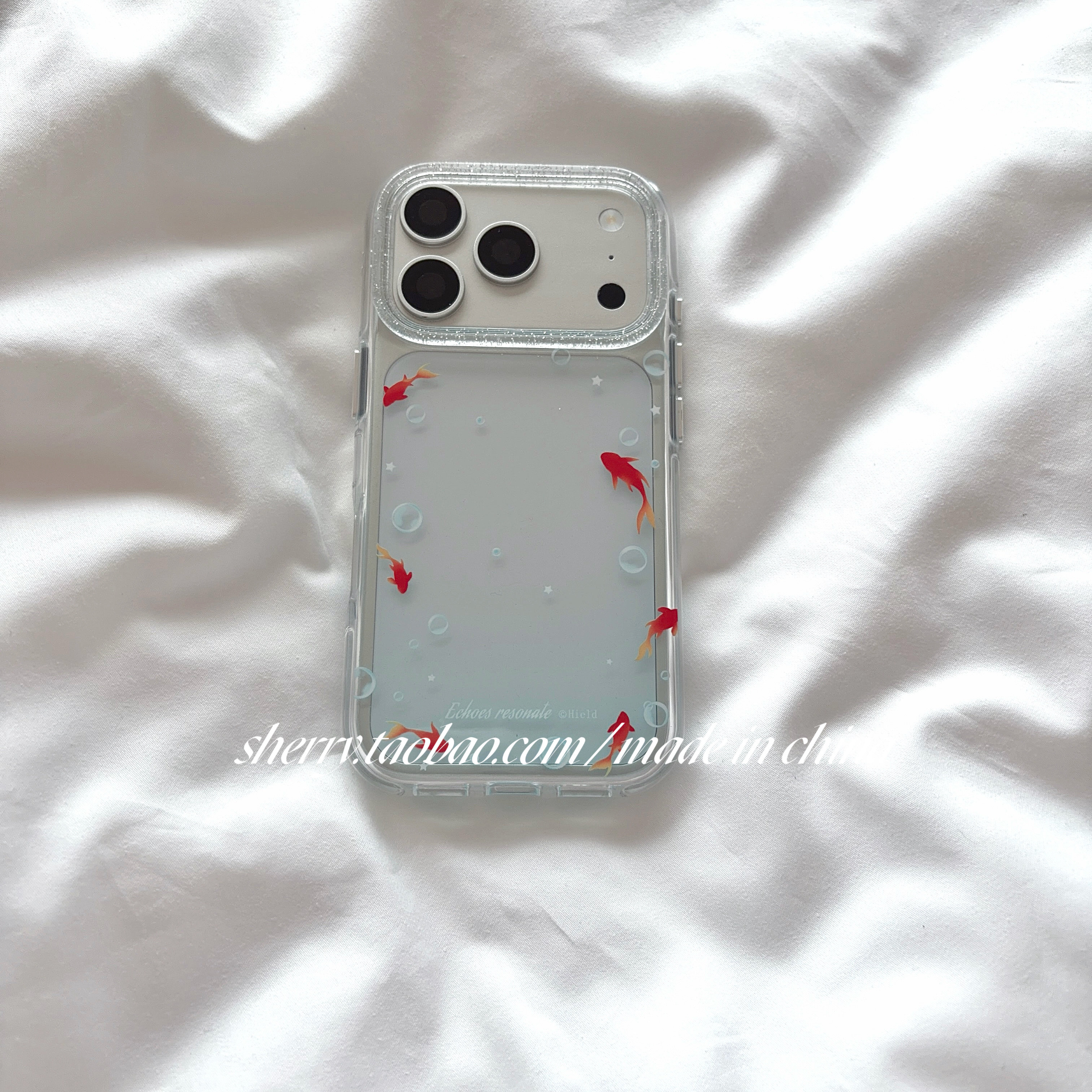 SHERRY*ins风夏日清透渐变蓝色泡泡金鱼适用于苹果17Pr