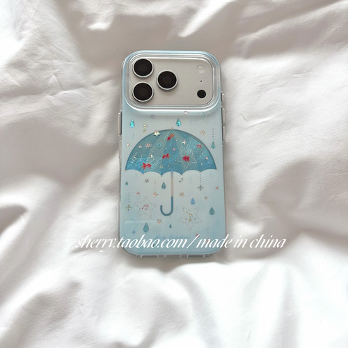 ins风蓝雨滴金鱼可爱手机壳卡通