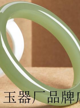 老坑和田玉手镯女款鸭蛋青玉镯玉镯子细条纳福泥鳅背镯玉石百搭款