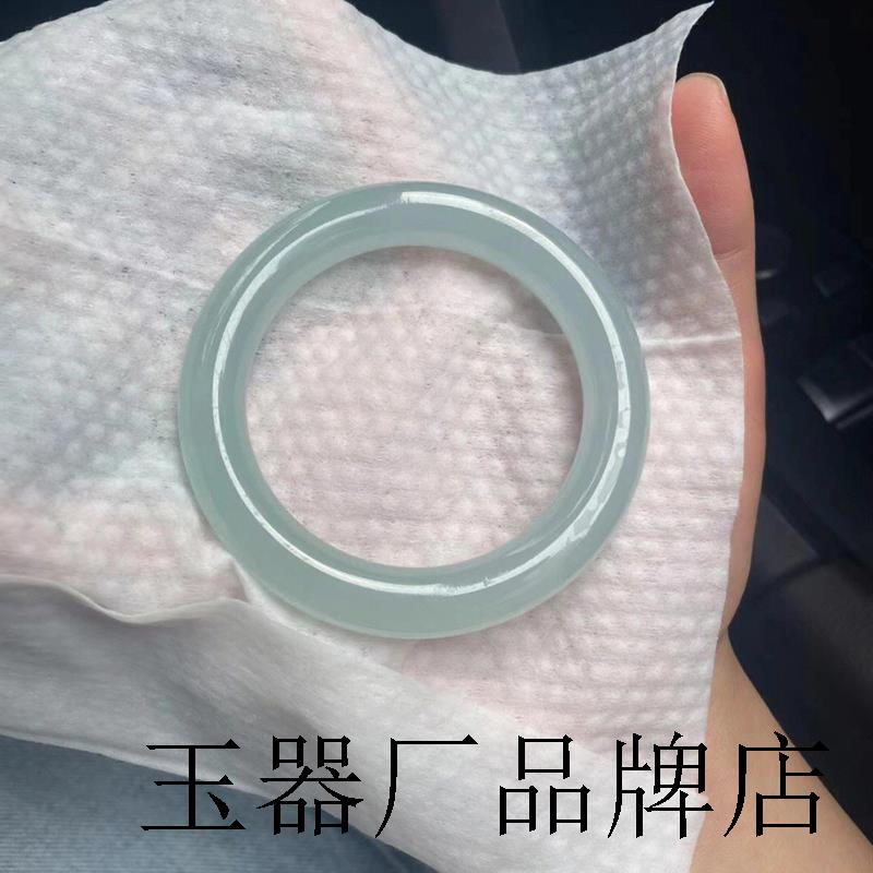 缅甸翡翠色手镯晴水料蓝底老坑冰种飘花圆条玉髓贵妃玉镯子少女镯