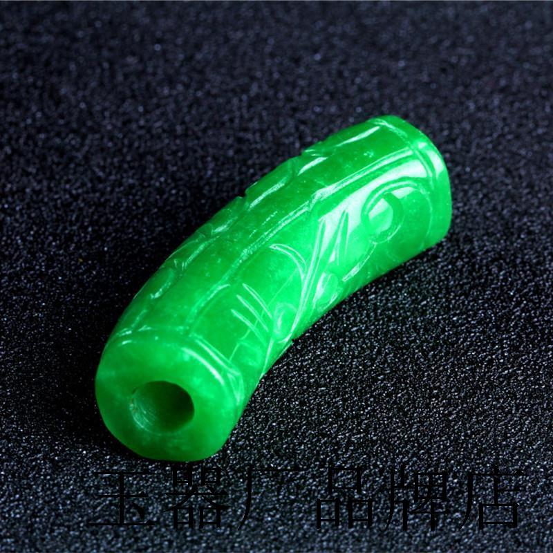 精选翡翠色干青铁龙生弯管如意粗孔毛衣链男女饰品送礼路路通吊坠