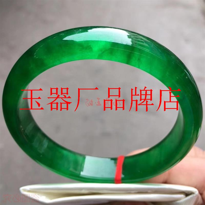 缅甸翡翠色满绿冰糯种女款玉手镯玉石高级感少女温润青春处理饰品
