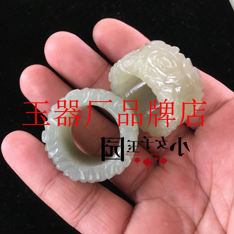 和田玉雕文扳指青白玉仿古回云纹玉扳指男女款指环扳指新中式戒指
