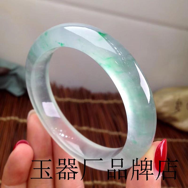 缅甸翡翠手镯子高冰种飘花正圈贵妃老坑玉手镯女细款玉镯子时尚款