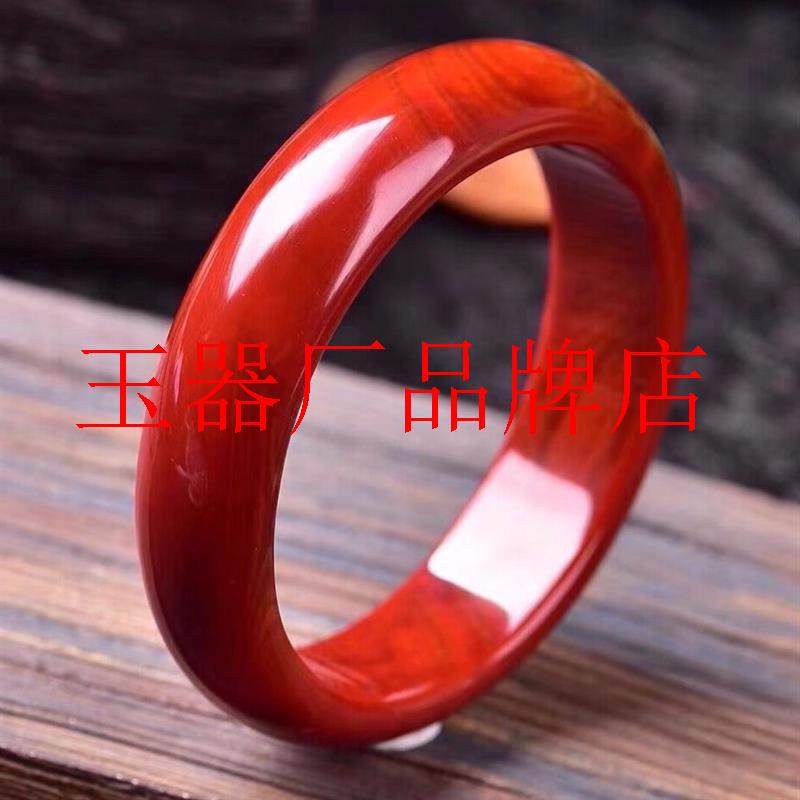 南红玛瑙手镯火焰纹柿子红满色满肉玉镯鸡油红原石红琥珀手镯女款