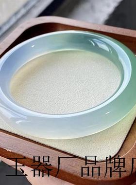 远山黛玉髓手镯女天然玛瑙胖圆条半山半水玉镯子蓝水阳绿晴水晶镯