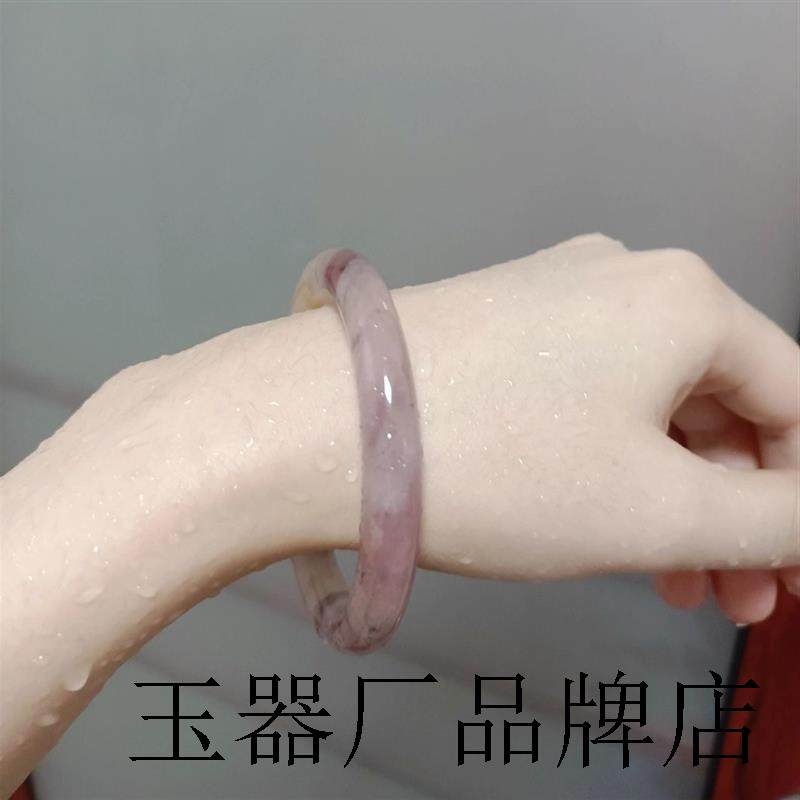 老矿金丝玉和田玉手镯女款叮当镯圆细条晴水少女玉石镯子送女朋友