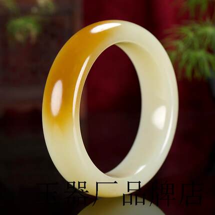 老坑和田玉且末金山矿金红糖白玉手镯一口俏红糖手镯蜜糖色玉镯子