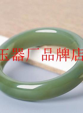 高端阿富汗玉中宽手镯青水女镯青绿玉镯子圆条湖水绿色手饰品处理