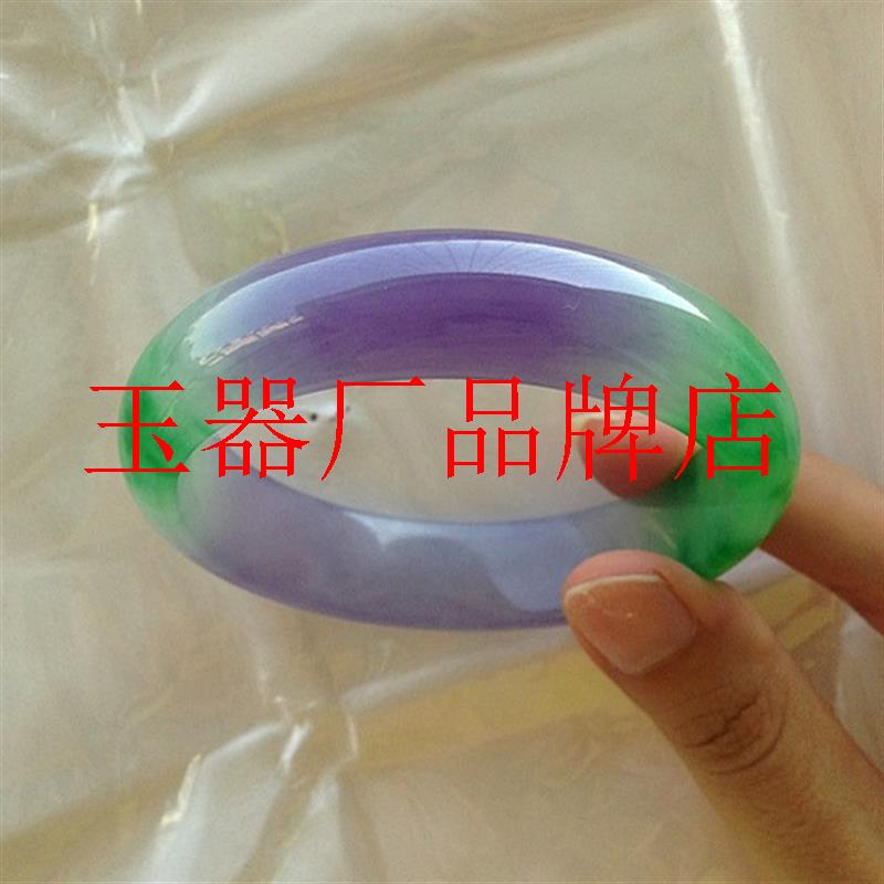 缅甸翡翠色手镯老料冰种春带彩