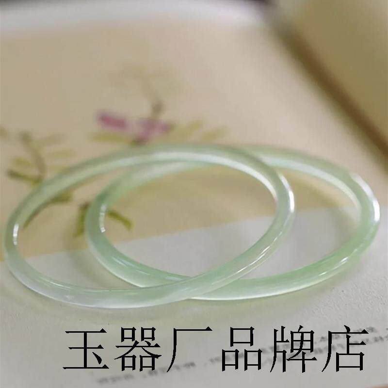 油青玉髓叮当镯女士玉石手镯玛瑙