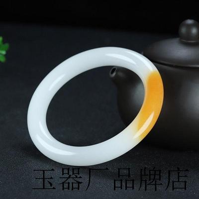 老坑和田玉色手镯且末料老坑料糖羊脂玉手镯白玉女手镯玉镯子百搭