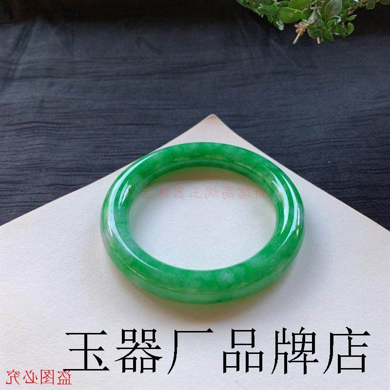原创设计缅甸老坑翡翠色玉手镯冰种满绿帝王绿阳绿胖圆条玉镯送礼