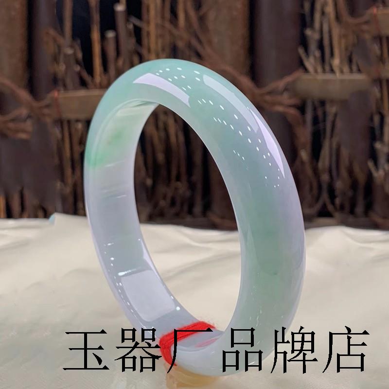 翡翠色玉手镯冰糯种阳绿糯种浅绿正圈玉镯原石圆镯子玉石女款精品