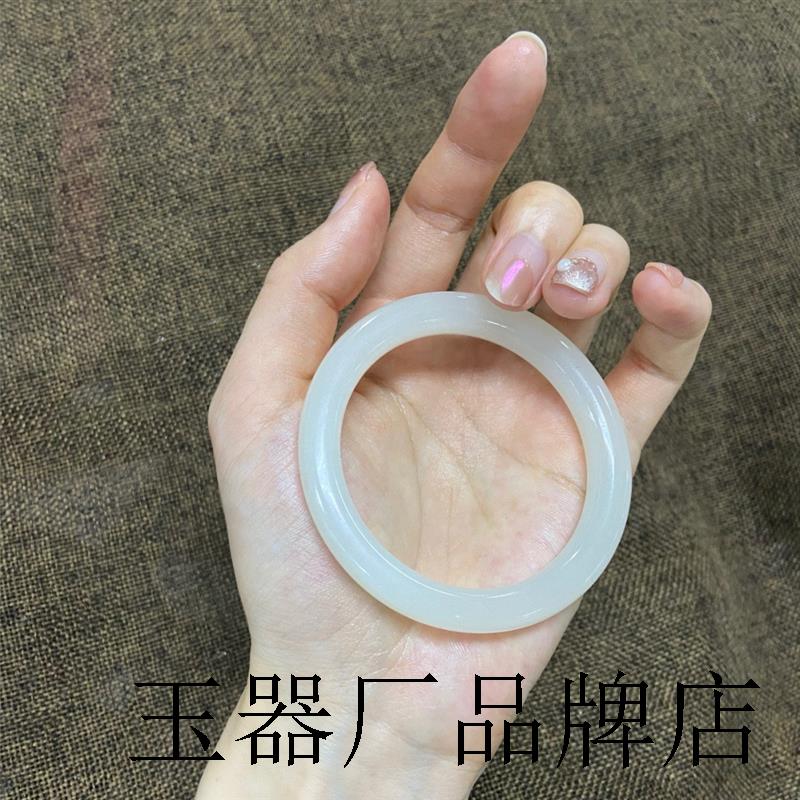 纯天然老坑和田玉手镯小细圆条晴水绿叮当美人镯时尚青白玉石手饰