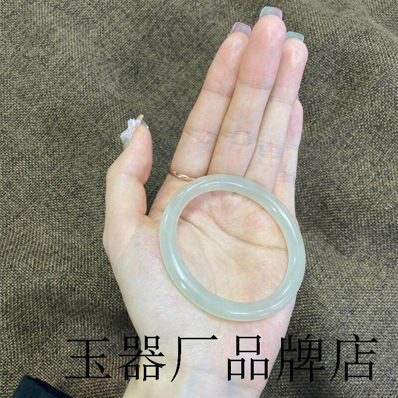 老坑和田玉色手镯细圆条晴水叮当美人镯女款时尚网红玉石手饰精品