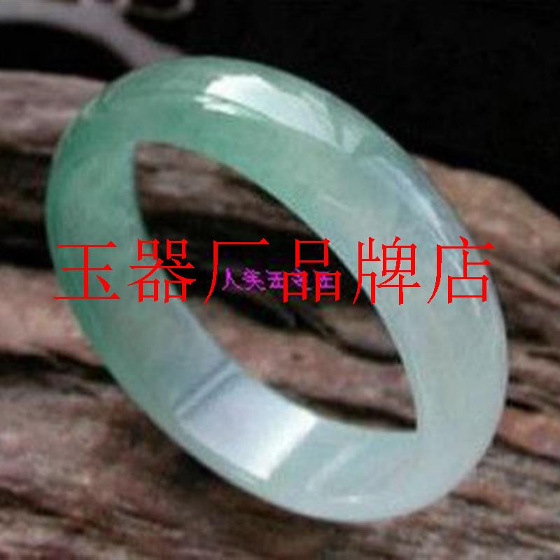 缅甸油青翡翠色手镯冰晴水色半山半水玉手镯满绿玉石镯子送手镯盒