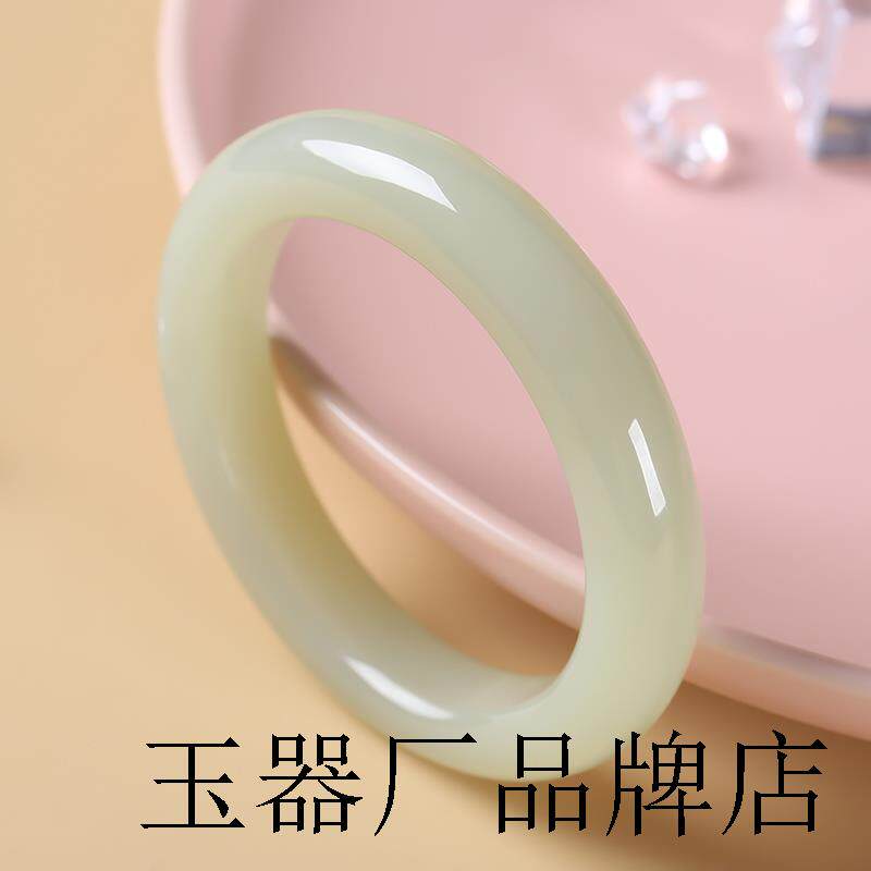 老坑和田玉手镯天然羊脂玉细条女款白玉镯正品玉石玉镯子青白玉镯