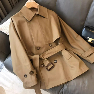 通勤简约版型挺括短款风衣外套精致女人轻熟风高贵气质典雅高级感