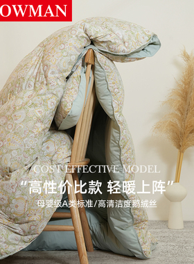 Snowman/斯诺曼白鹅绒丝被冬被加厚保暖羽绒丝被芯冬季被子双人