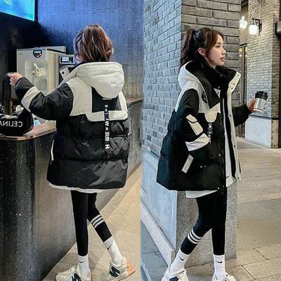 女中长款潮派克2025显瘦小个子冬季羽绒棉服宽松连帽新款黑色棉衣