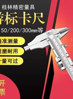 桂林精密游标卡尺0-300-500-600mm1米加十0.02内外径津广精密量具