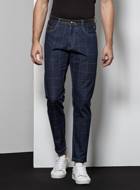 L.K.D.L夏季薄款美式休闲时尚休闲格纹直筒男士牛仔裤1380