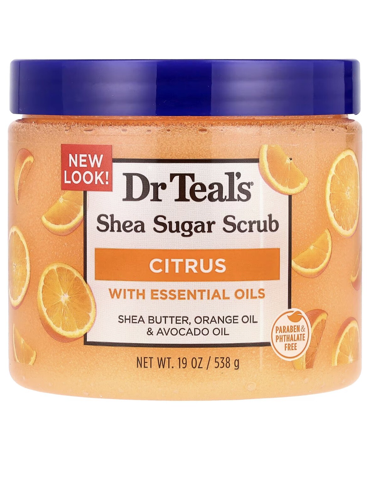 包邮美国Dr Teal’s橙子乳木果糖磨砂膏身体磨砂膏去角质537ml