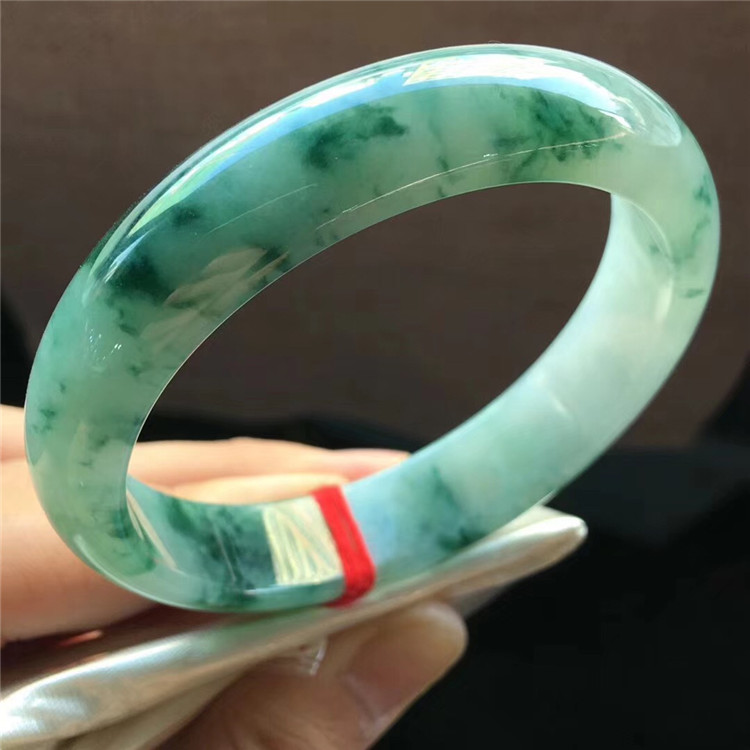 8 天然翡翠起胶飘花玉石镯子缅甸玉器飘
