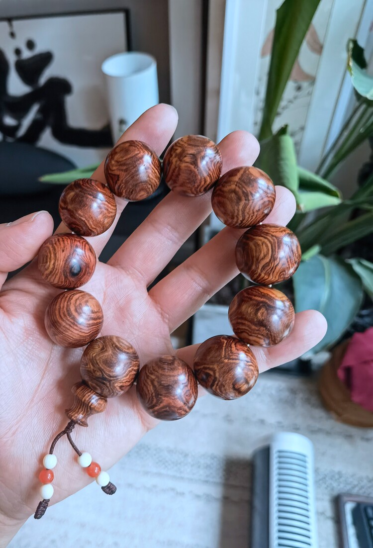 丰盈海南黄花梨佛珠 手串 手链 极品紫油梨