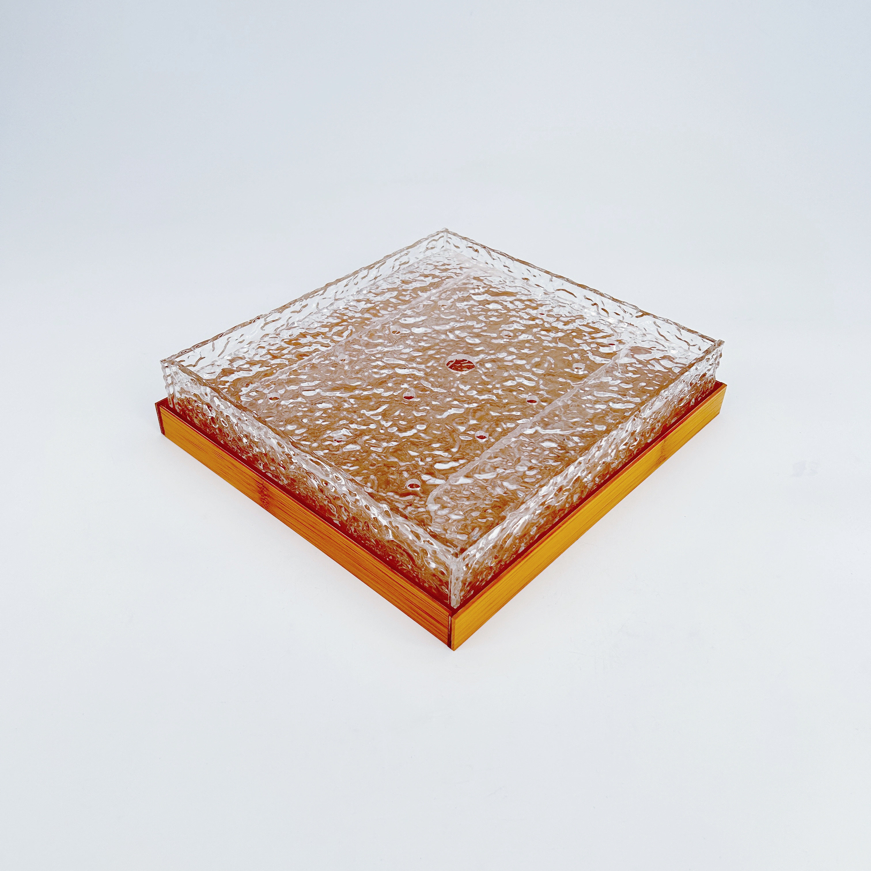 亚克力透明自助餐盒黑白色波纹菜品展示盘火锅店摆盘菌菇蔬菜盘子