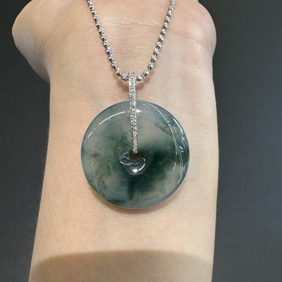 冰种平安扣翡翠18k金吊坠